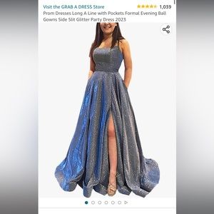 Glitter Blue Prom Dress - GRAB A DRESS size XL